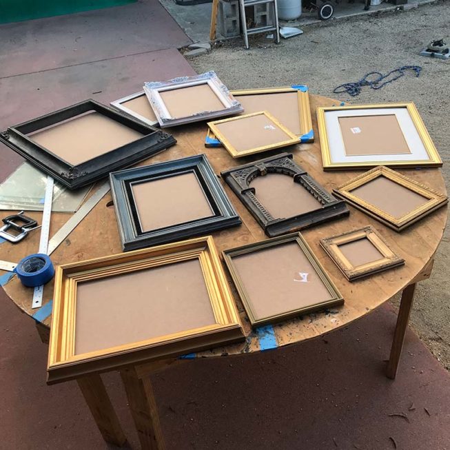empty frames on a table