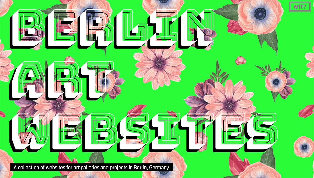 Screenshot of the top of the Berlin Art Websites main landing page