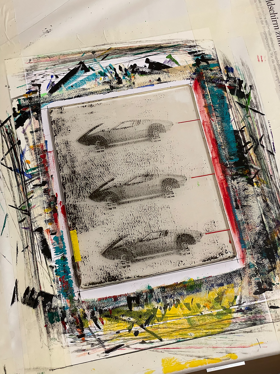 A gelatin block with acrylic paint