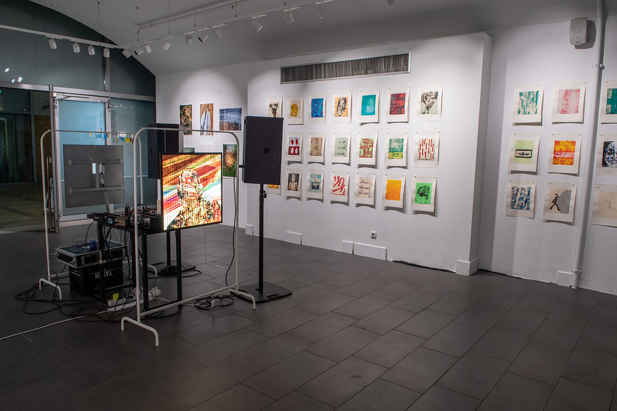 Interior view of an art gallery