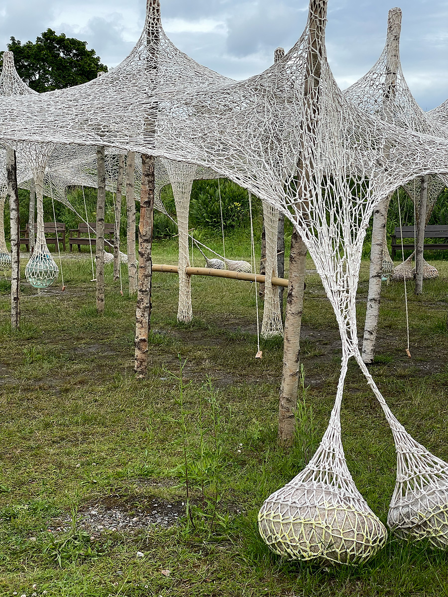 Netting on wooden posts