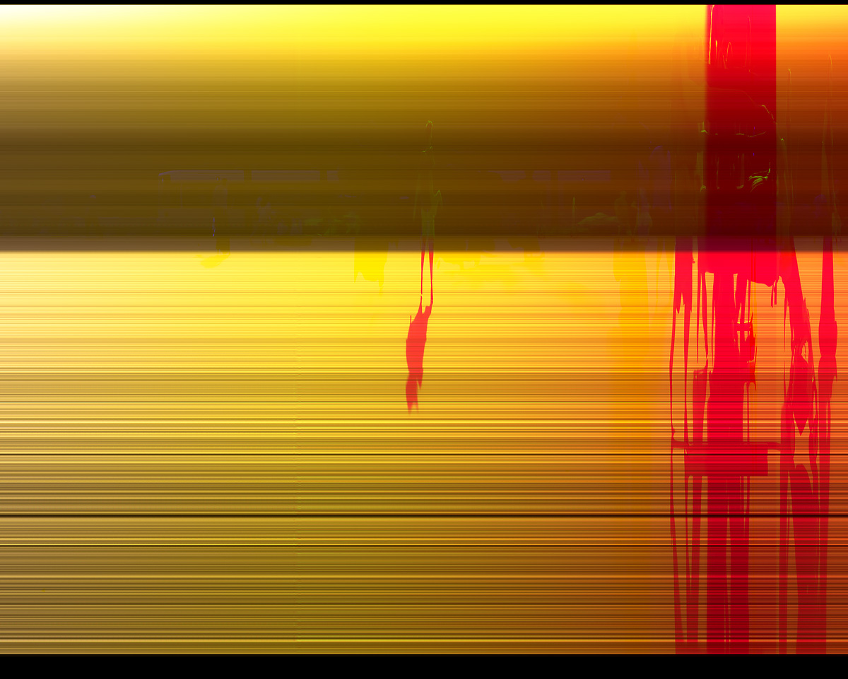 Orange colored shadow of person