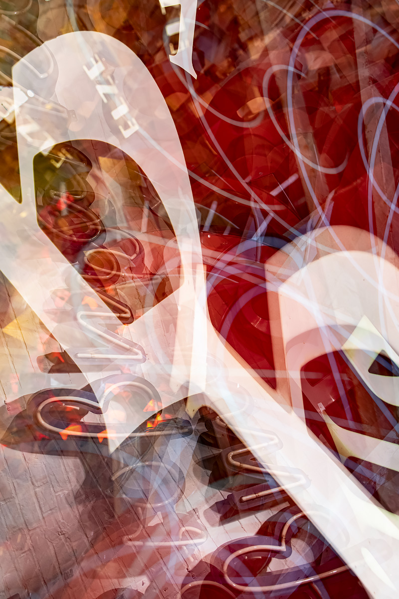 Abstract image of lights on a sign